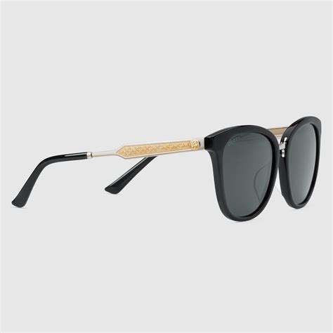 gucci round frame acetate and metal sunglasses|gucci 61mm round sunglasses.